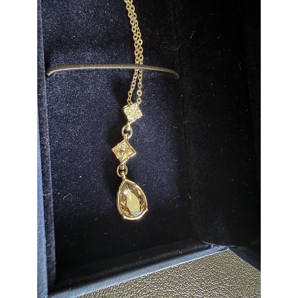 Auth Swarovski Eveline Necklace Unisex Silver Crystal 43cm Ext 7cm Fine